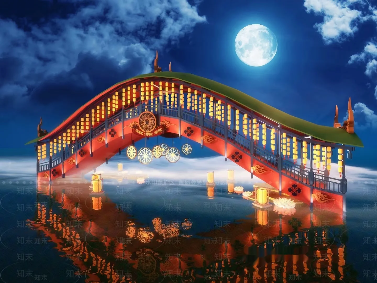 Traditional Asian Bridge 3D Model – 16391 – VRAY Render