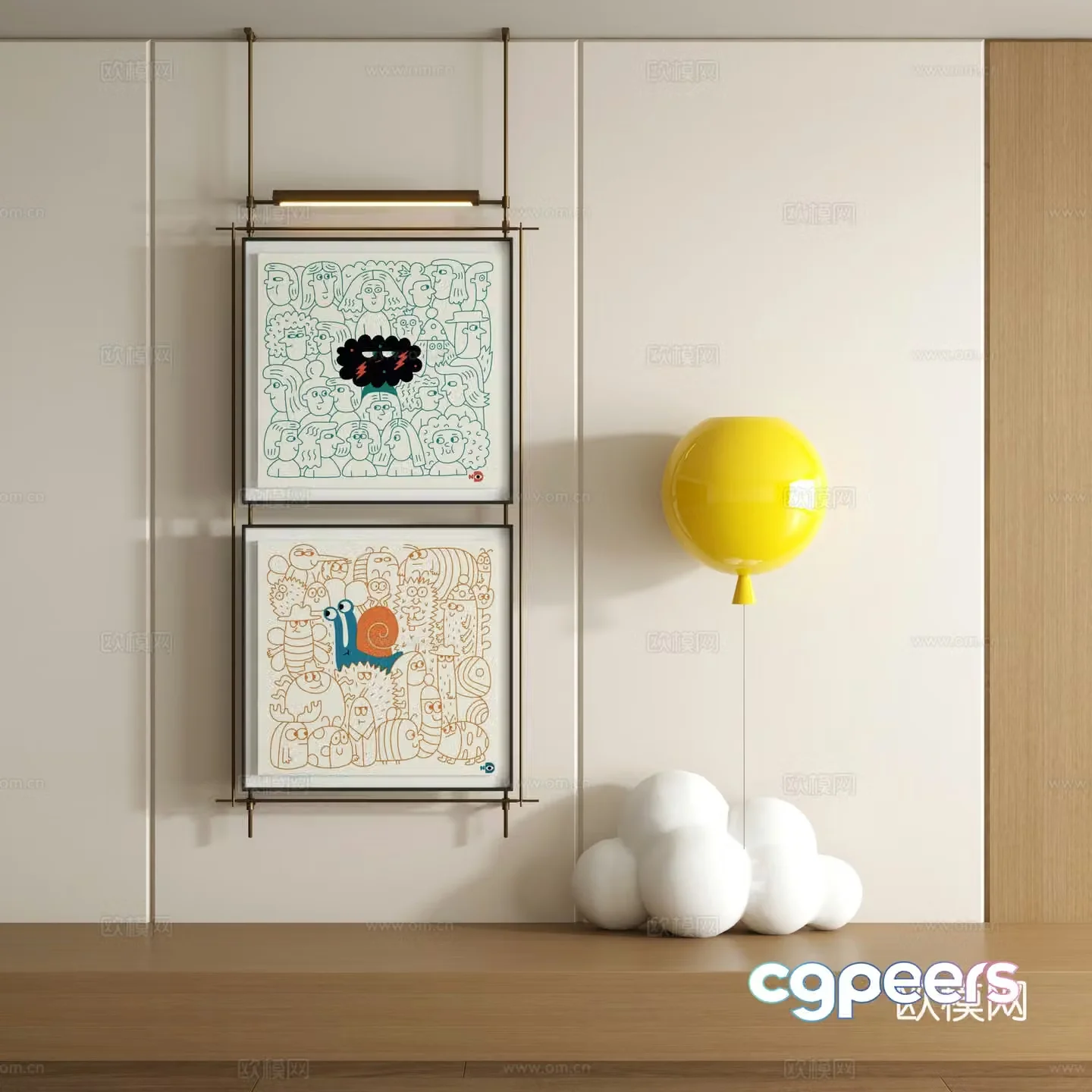 Modern graffiti decorative painting 3d model