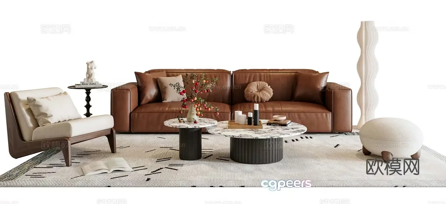 French sectional sofa 3d model