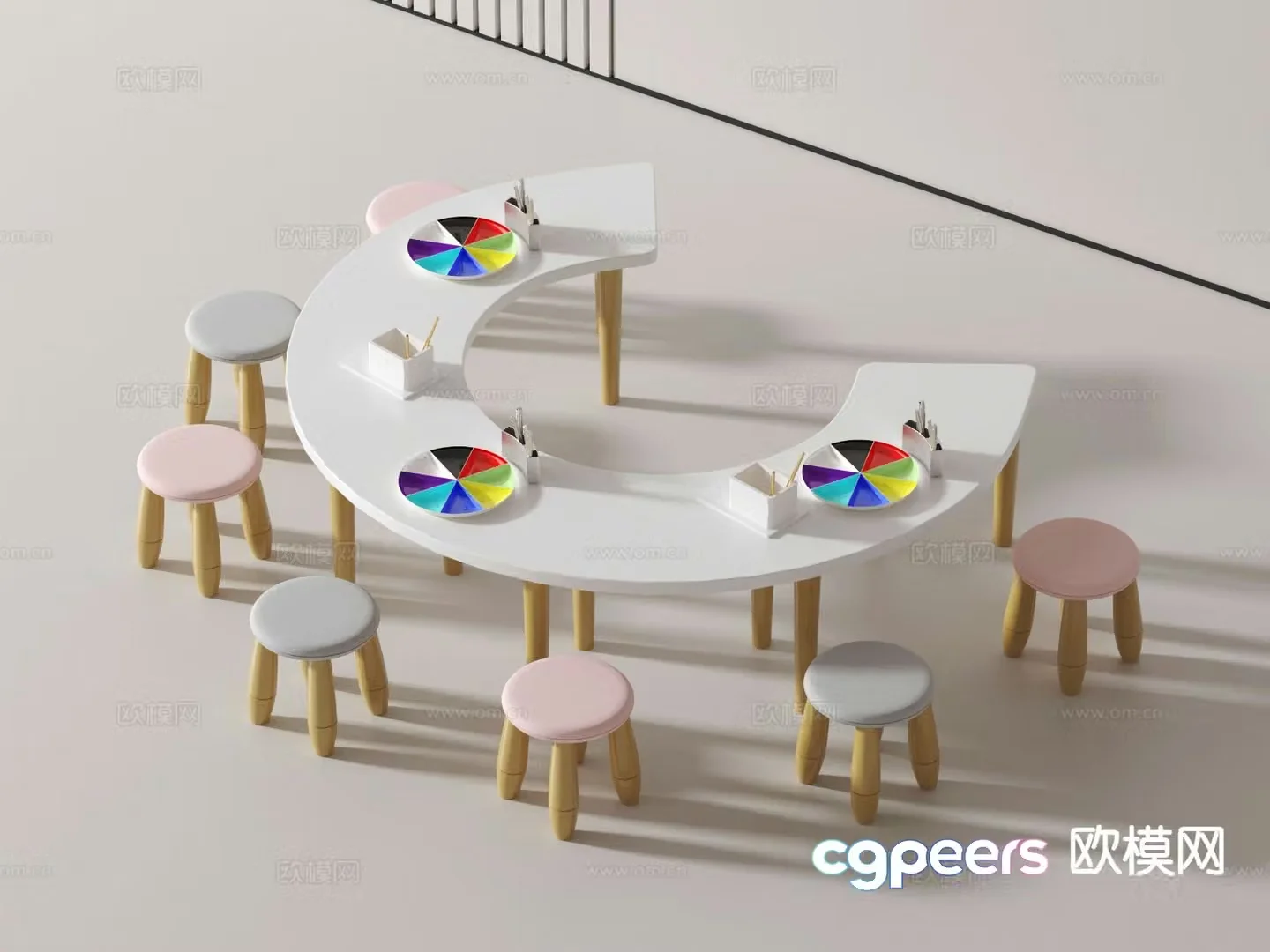 Modern children’s table and chair 3d model