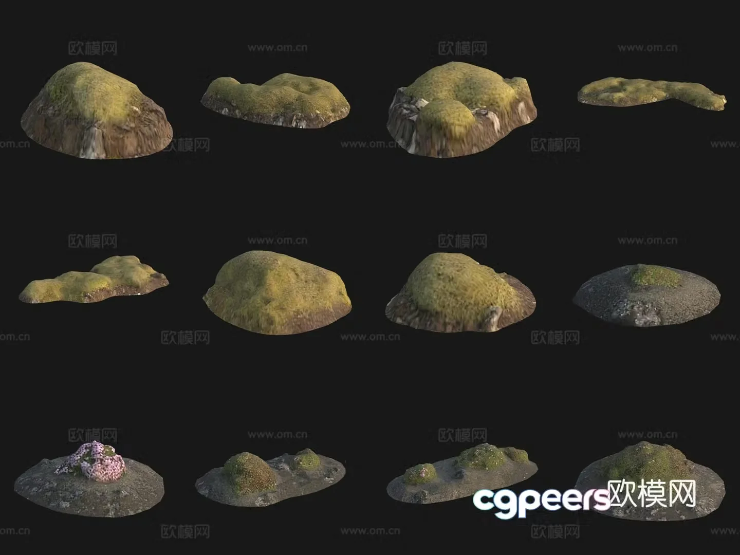 Rock moss big stone 3d model
