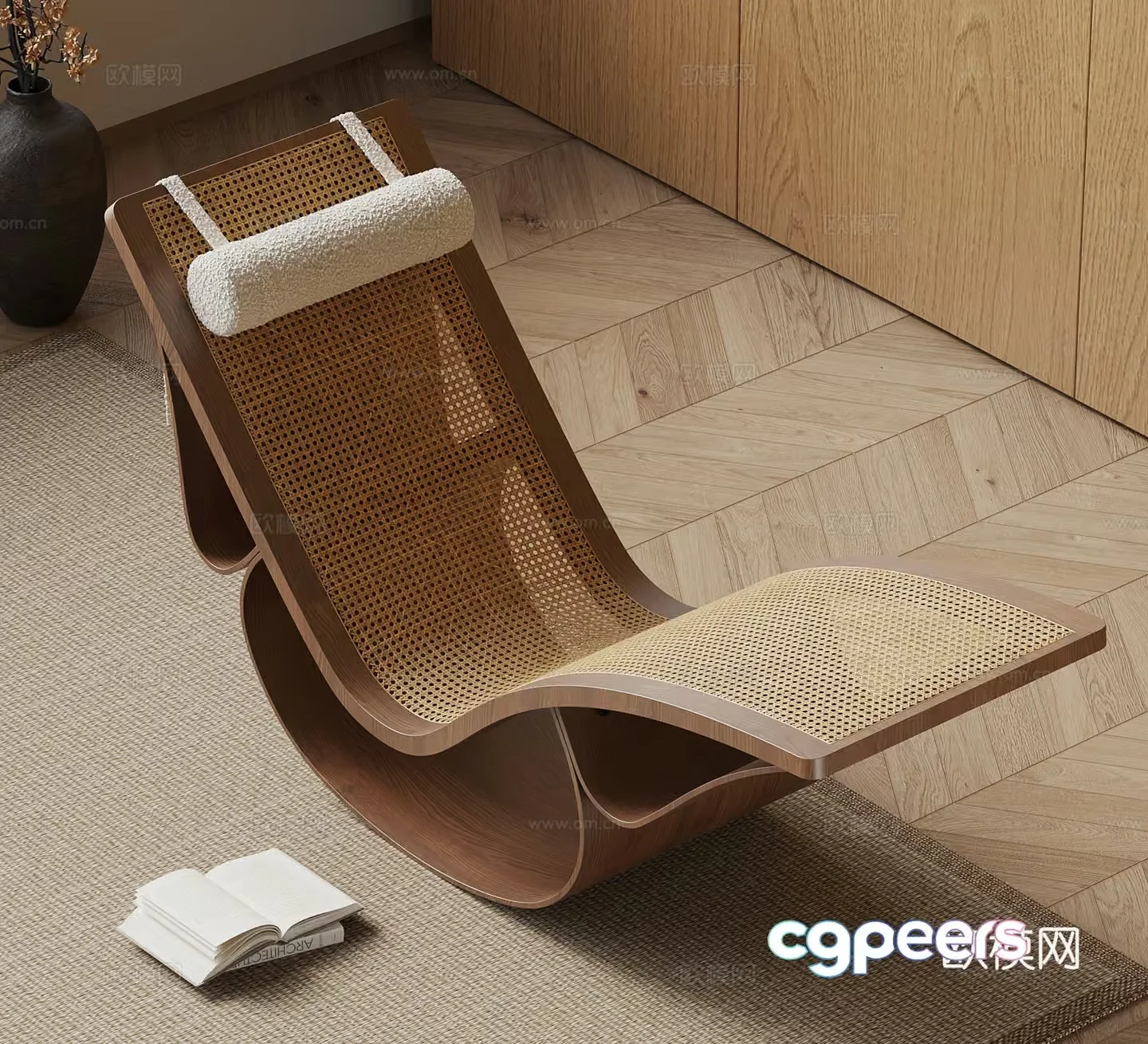 A Wooden And Rattan Chair 3D Model – 14885 – VRAY Render