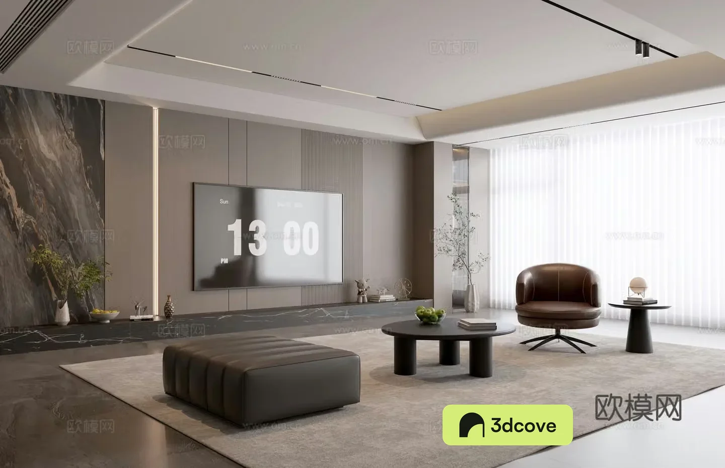 Italian living room sofa coffee table combination leisure chair sofa stool decoration leather