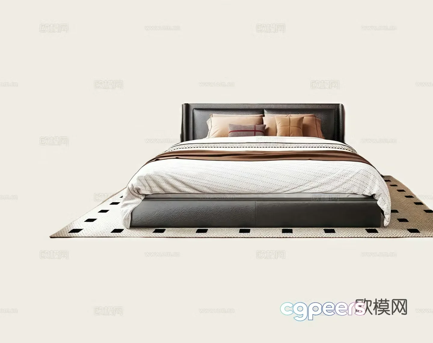 Modern medieval style double bed leather bed fabric bed 3d model