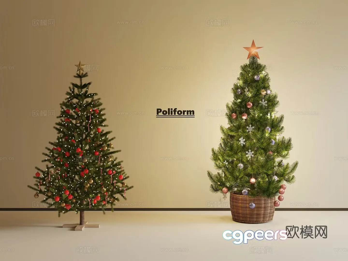 Christmas tree landscape tree ribbon light strip 3d model