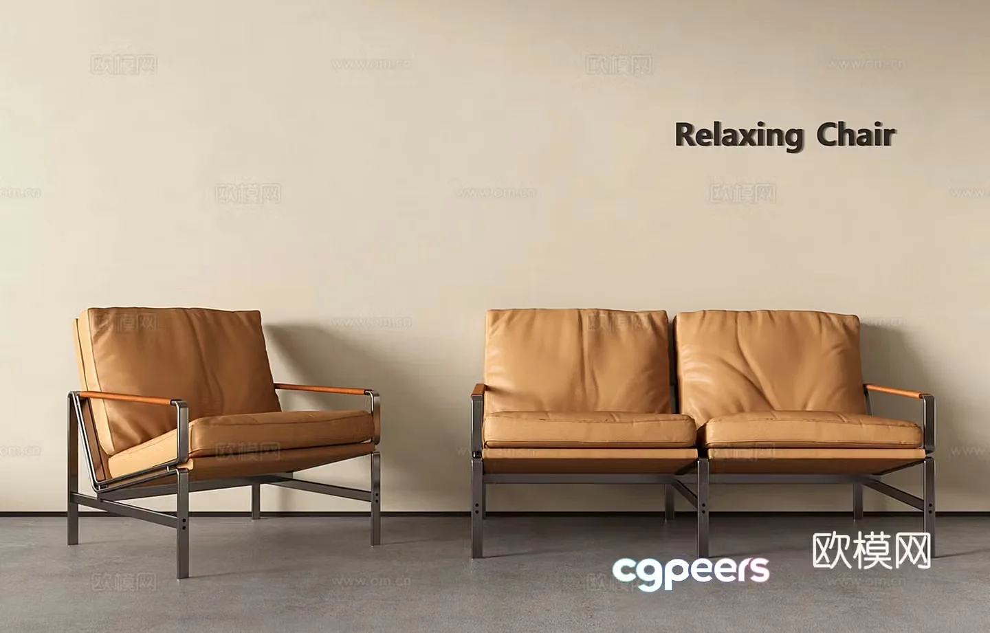Modern lounge chair Single double waiting chair Public chair 3d model