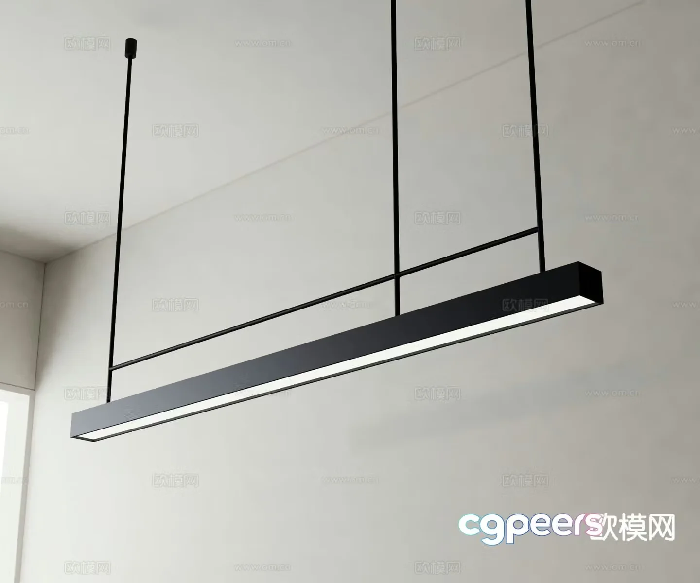 Modern chandelier long chandelier office chandelier 3d model