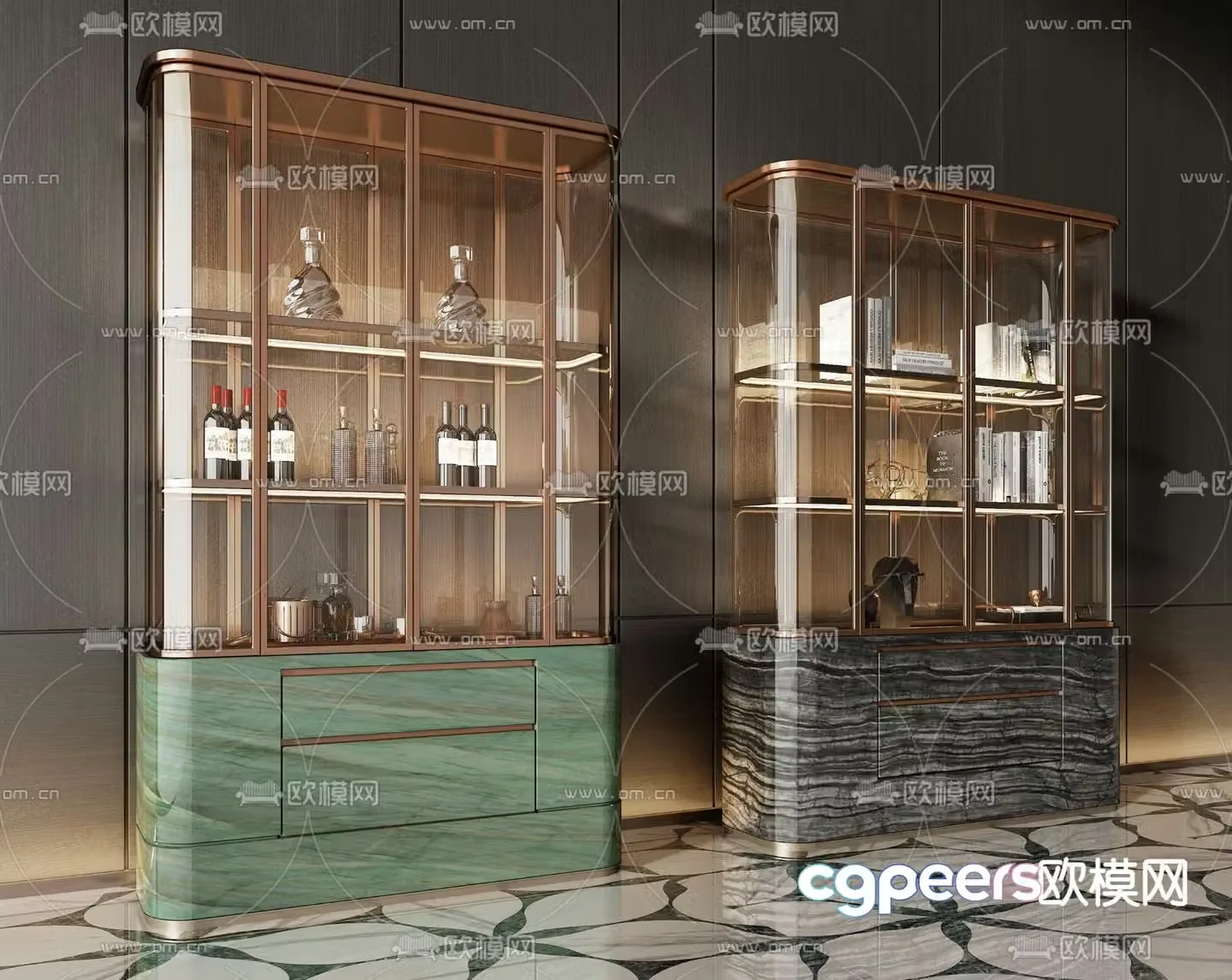 Luxury wine cabinet decorative cabinet 3d model