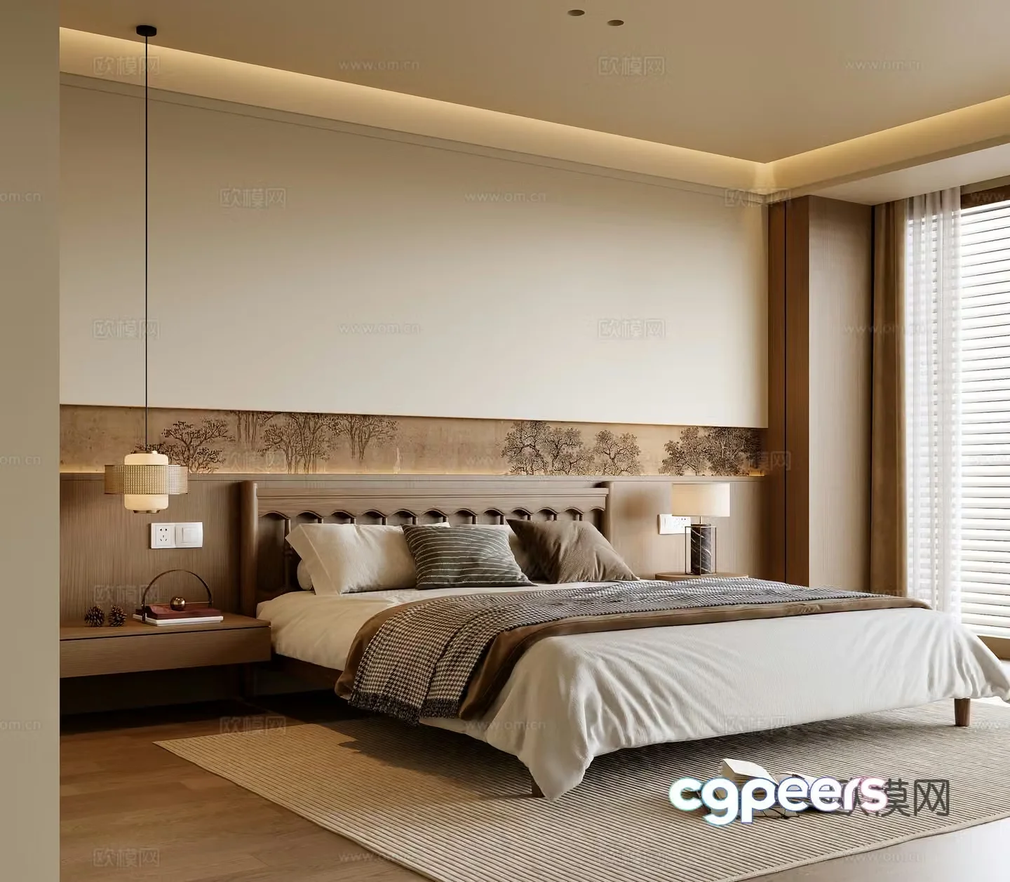 New Chinese bedroom 3D model