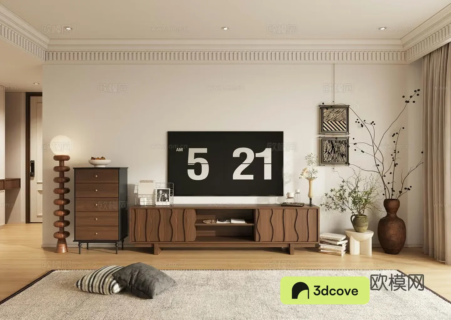 Middle-aged TV cabinet chest of drawers 3d model