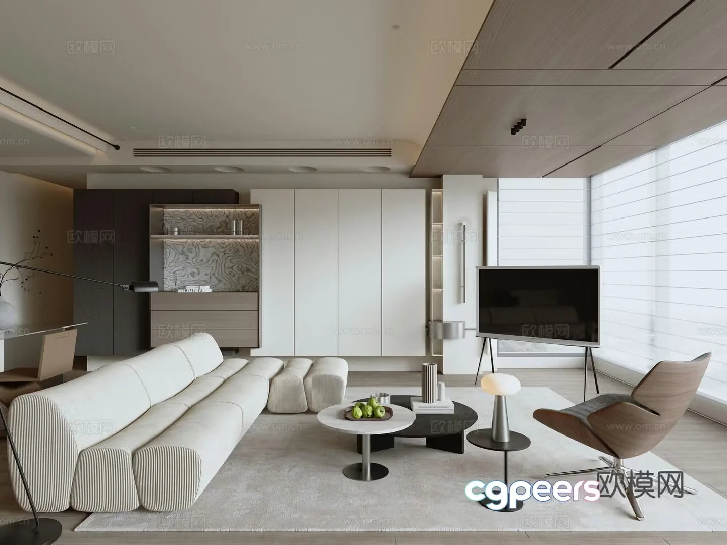 Modern minimalist living room 3d model
