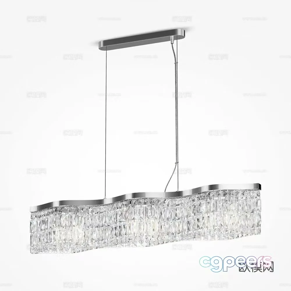 Modern restaurant crystal chandeliers 3d model