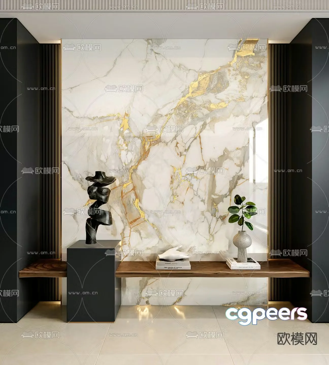 Translucent marble luxury stone background wall 3d model