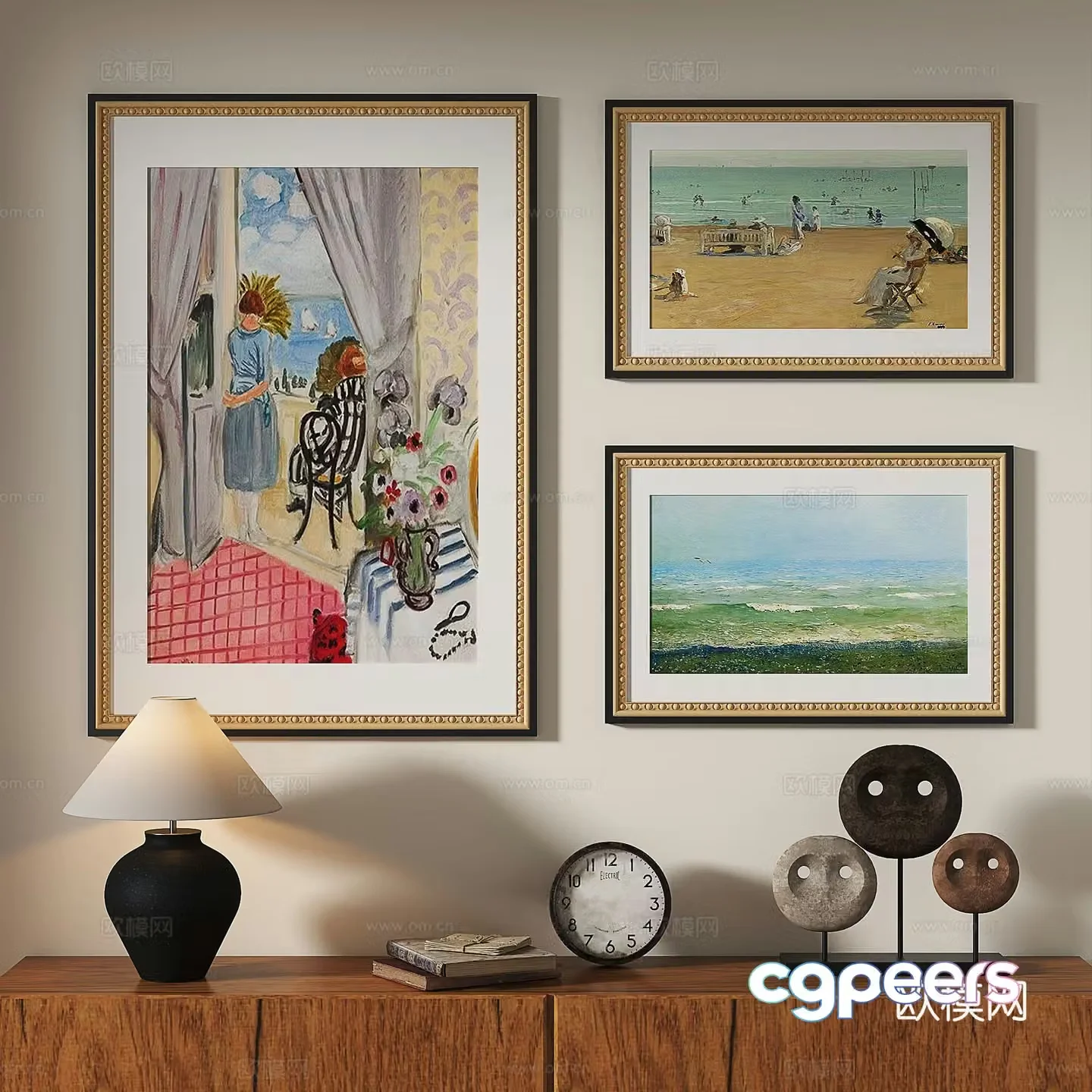 French retro oil painting modern European classical decorative painting 3d model