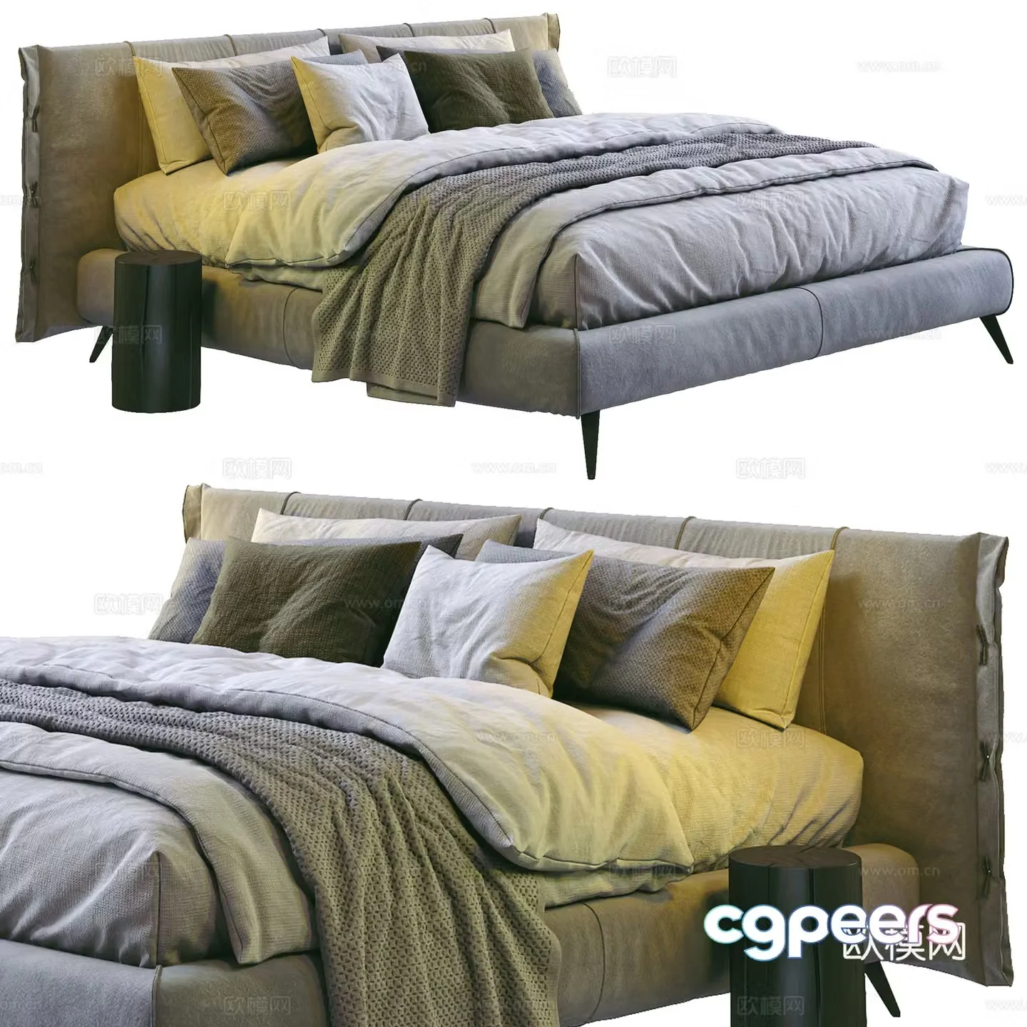 Modern Italian double bed 3d model