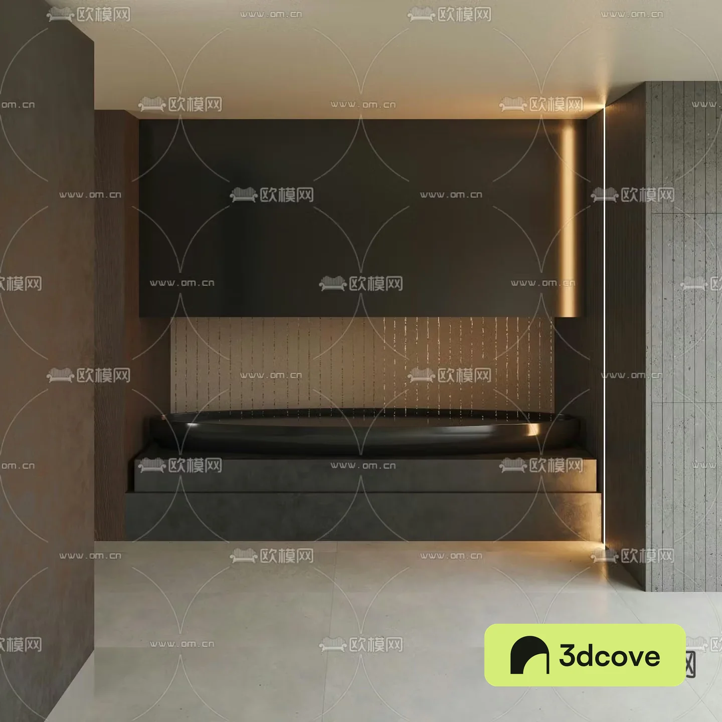 Entrance landscaping 3D model of stacked water feature wall