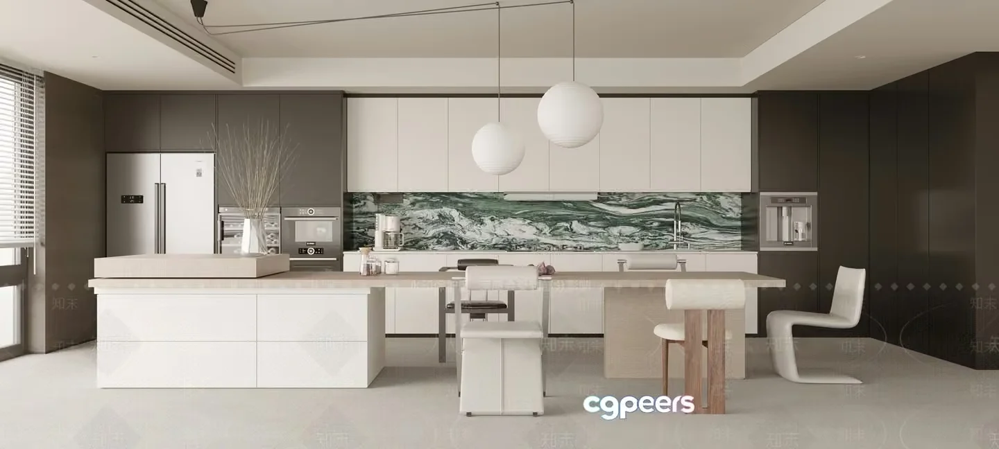 Modern Kitchen Design 3D Model – 16803 – VRAY Render