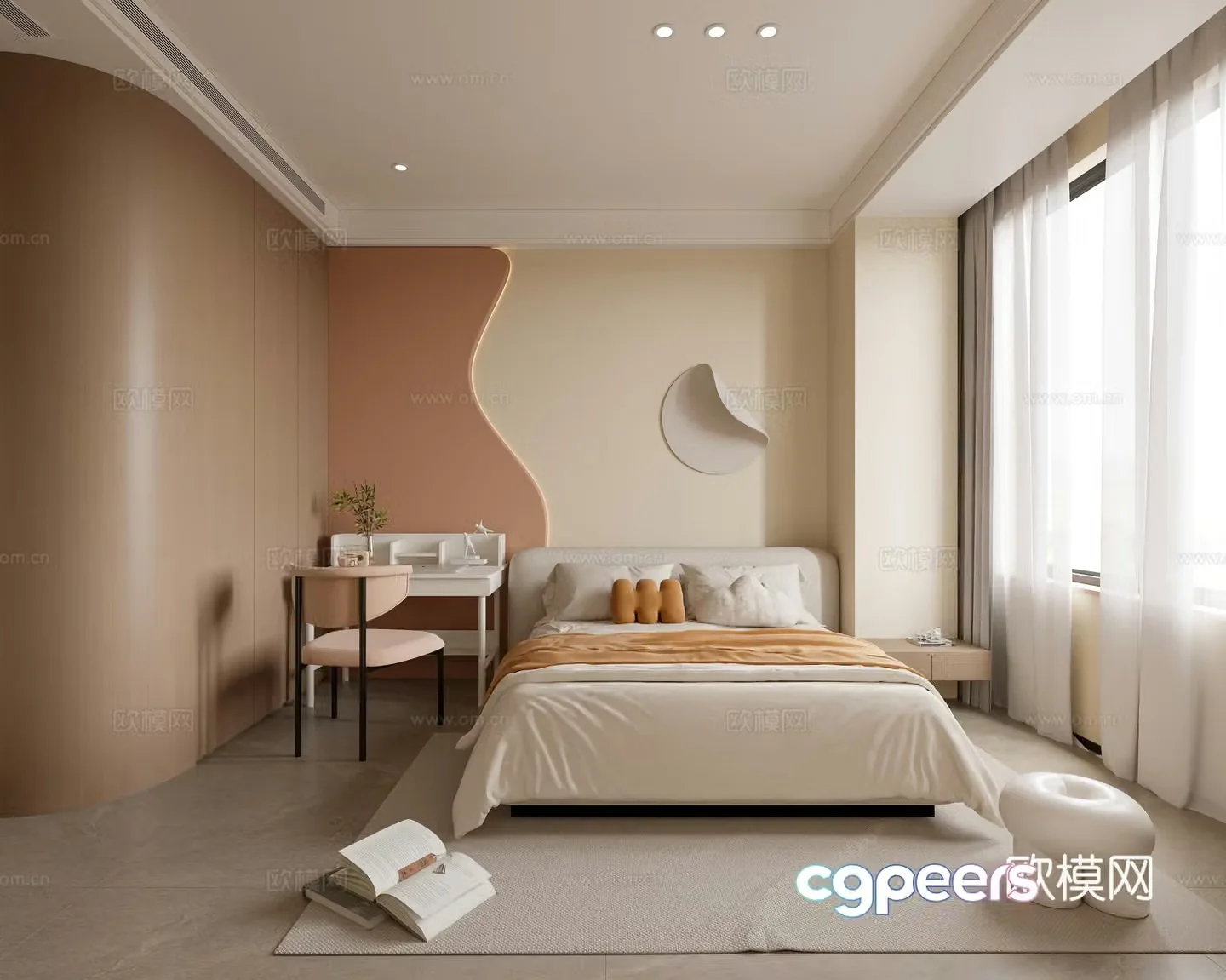 Modern children’s room Desk Modern bedroom Simple hole board Dressing table Children’s room 3D model