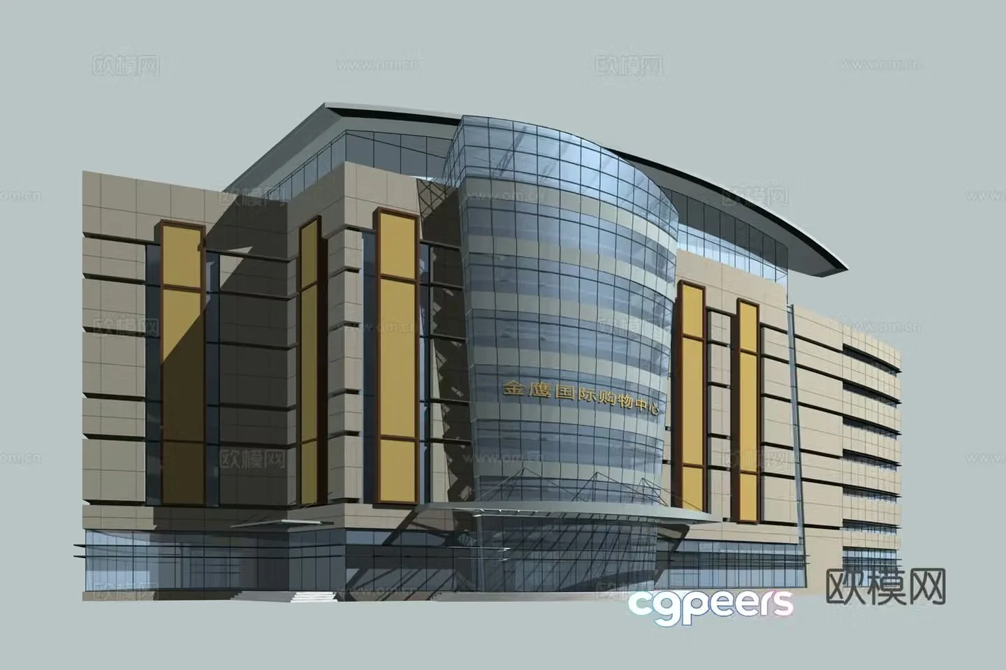 3D model of multi-story public building appearance