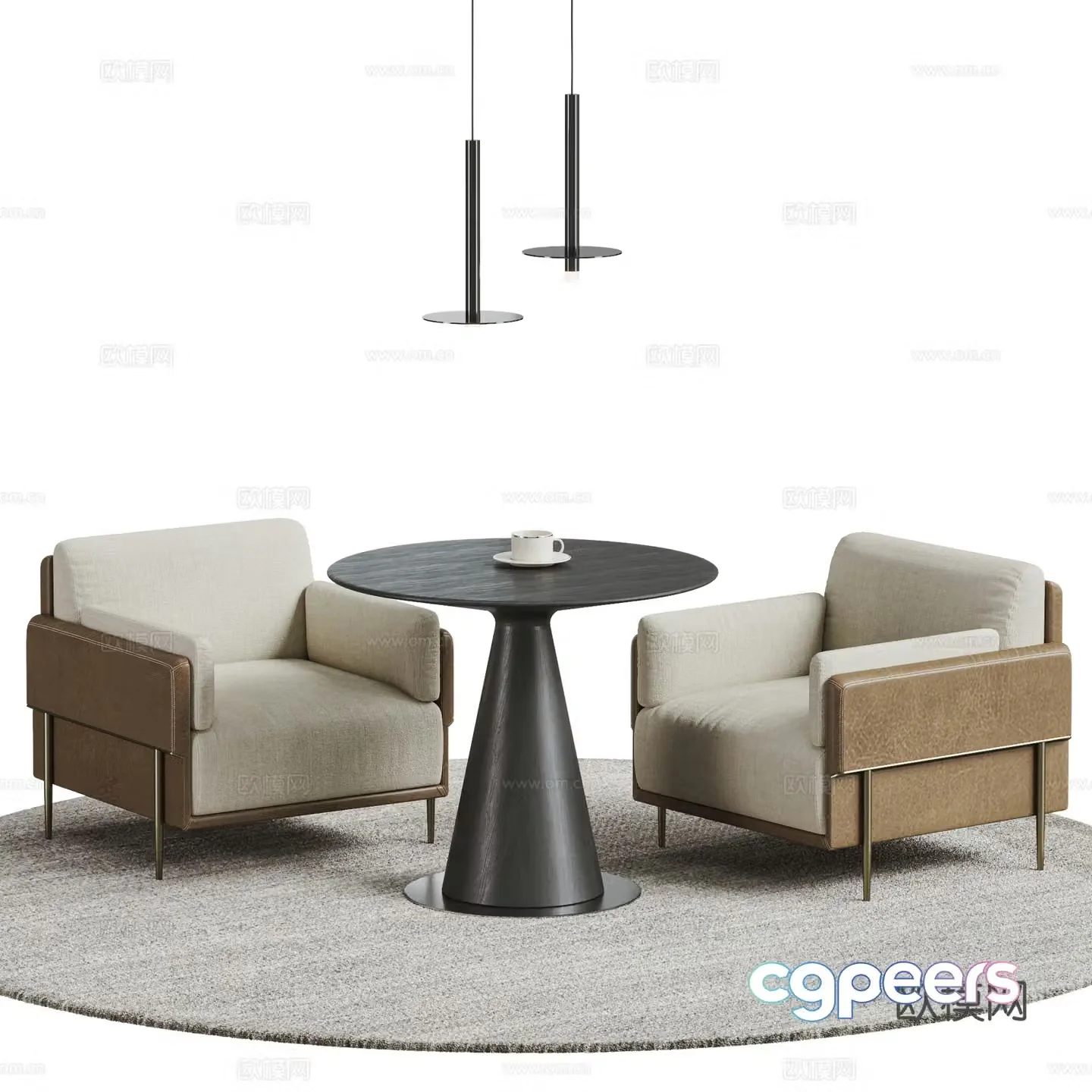 MINOTTI modern casual table and chairs negotiation table and chairs coffee table and chairs negotiation table and chairs leather 3d model
