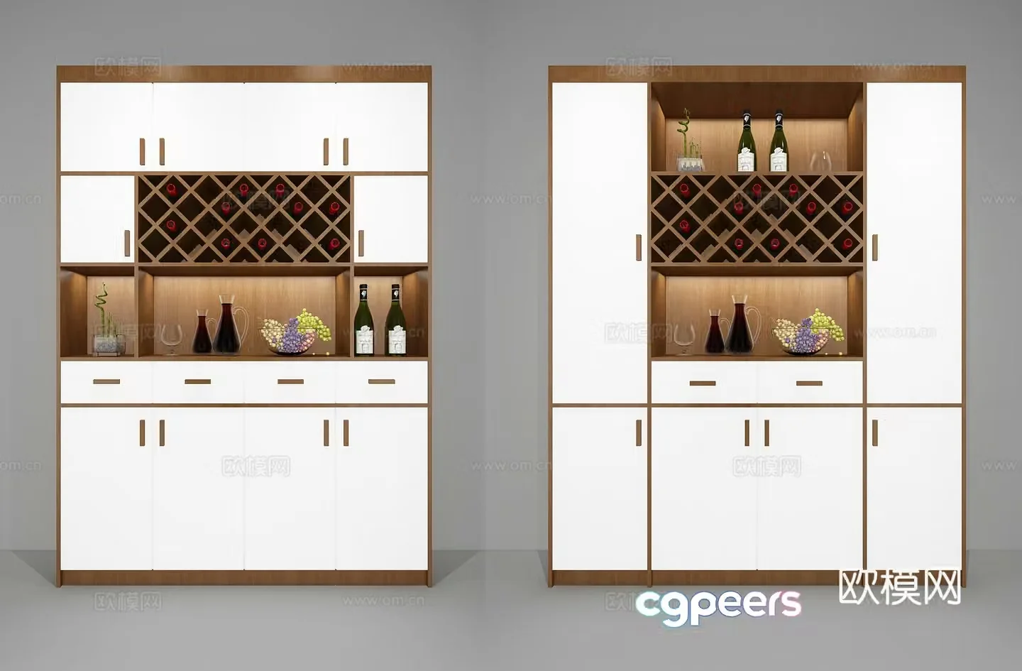 Modern wine cabinet combination 3D model