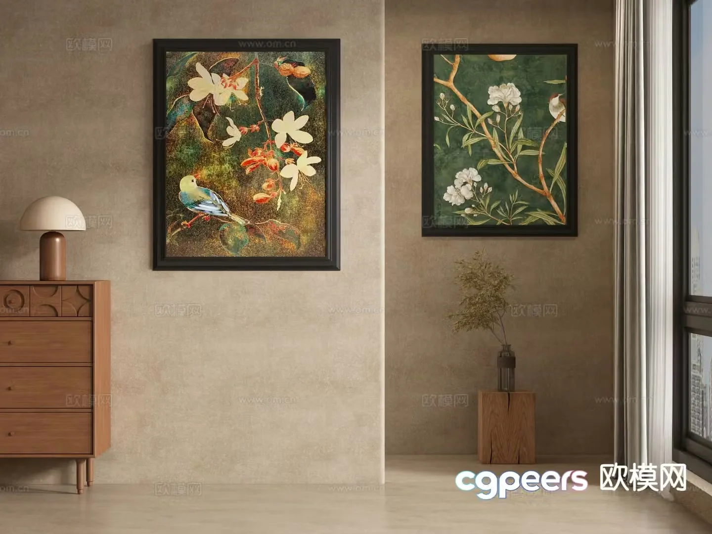 Medieval style oil painting decorative painting 3d model