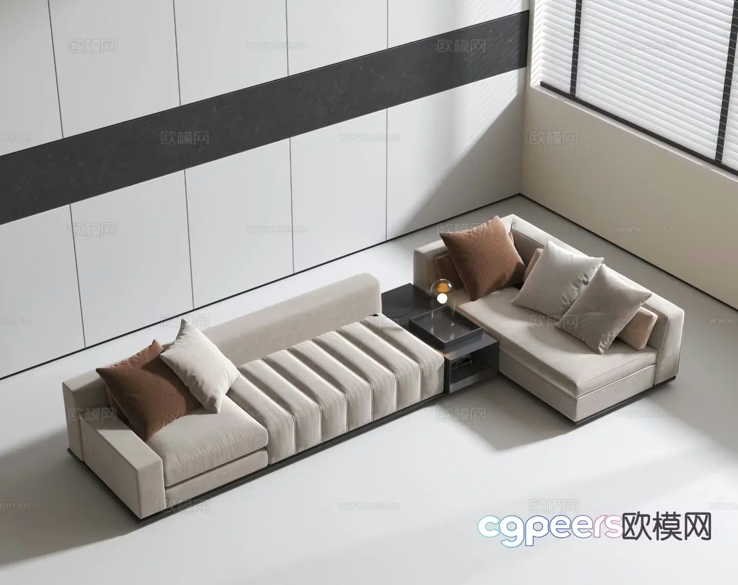 Modern multi-seater sofa 3d model