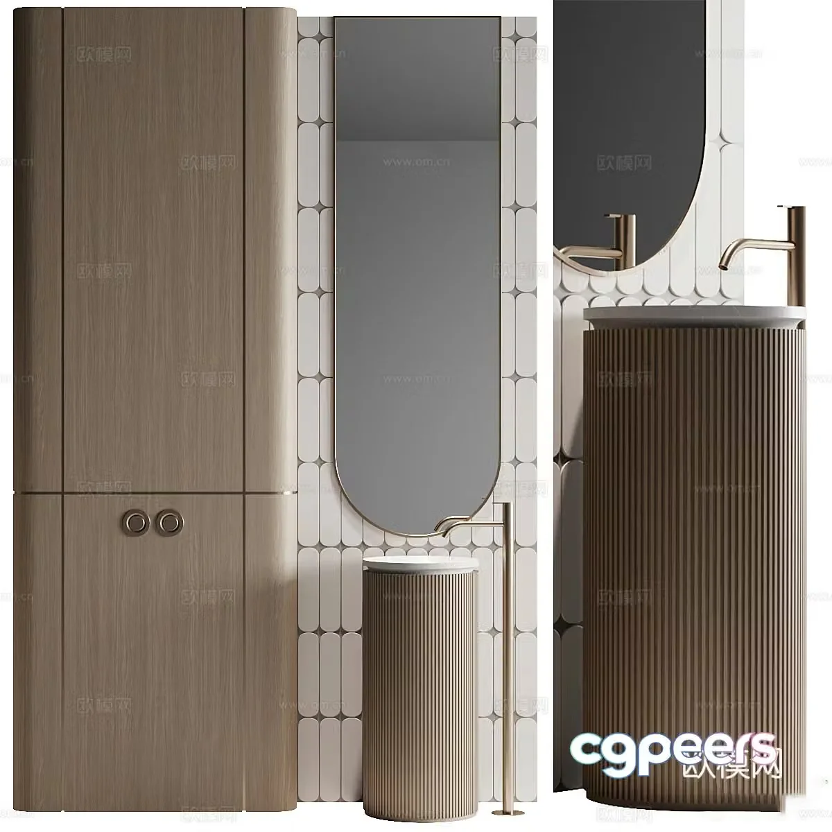 New Chinese style light luxury bathroom cabinet 3D model