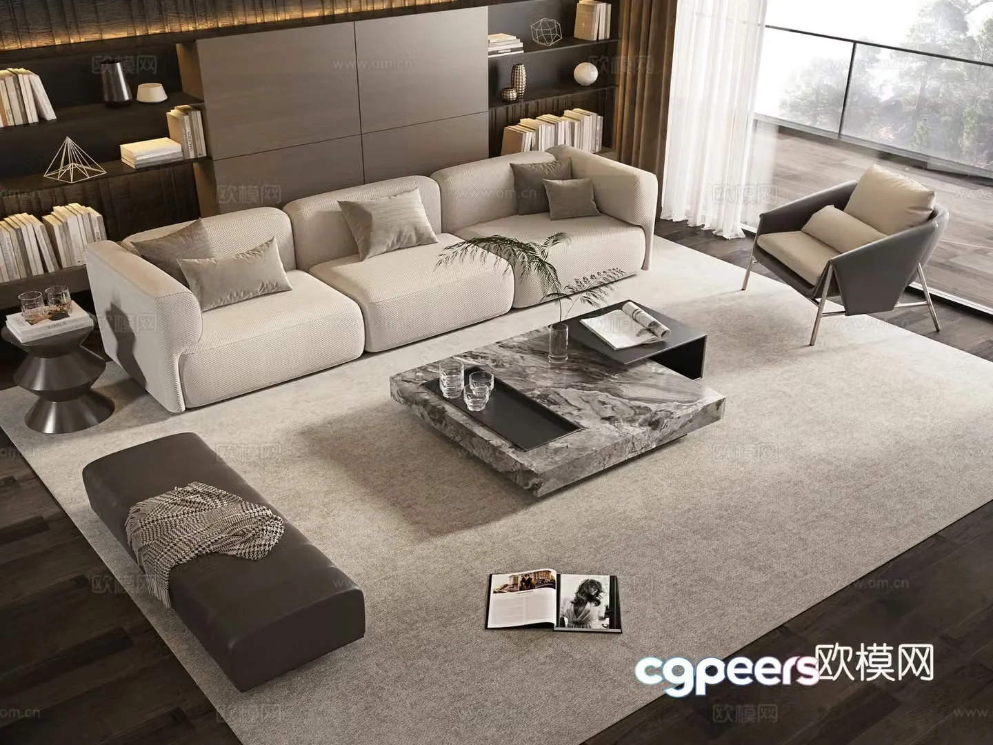Modern sectional sofa 3d model