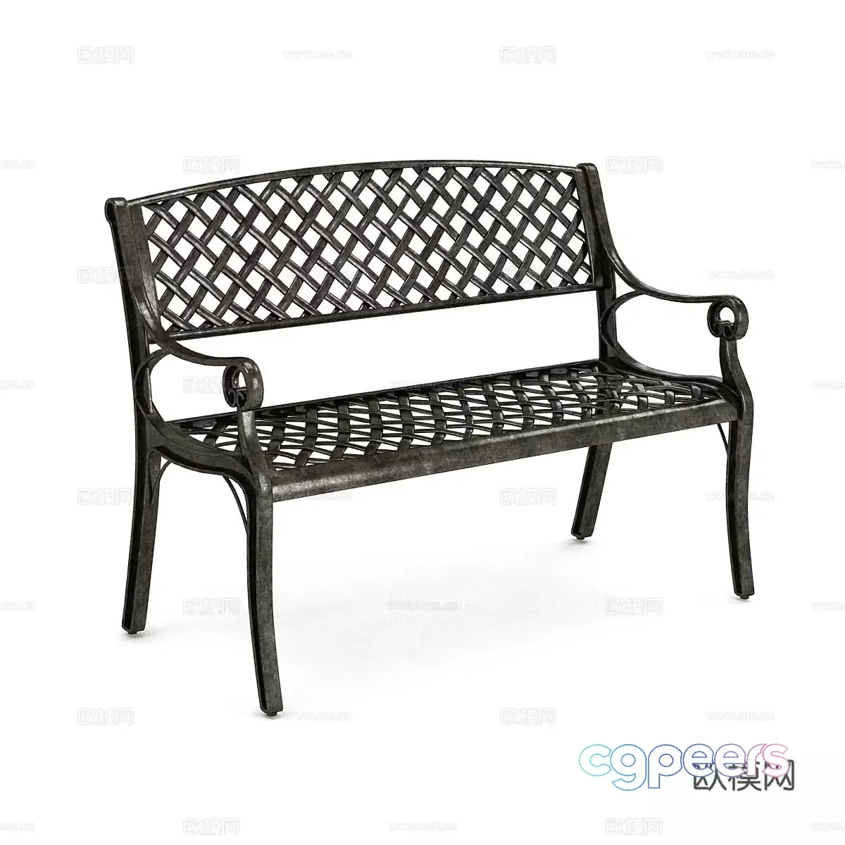 Outdoor Metal Bench 3D Model – 424 – VRAY Render