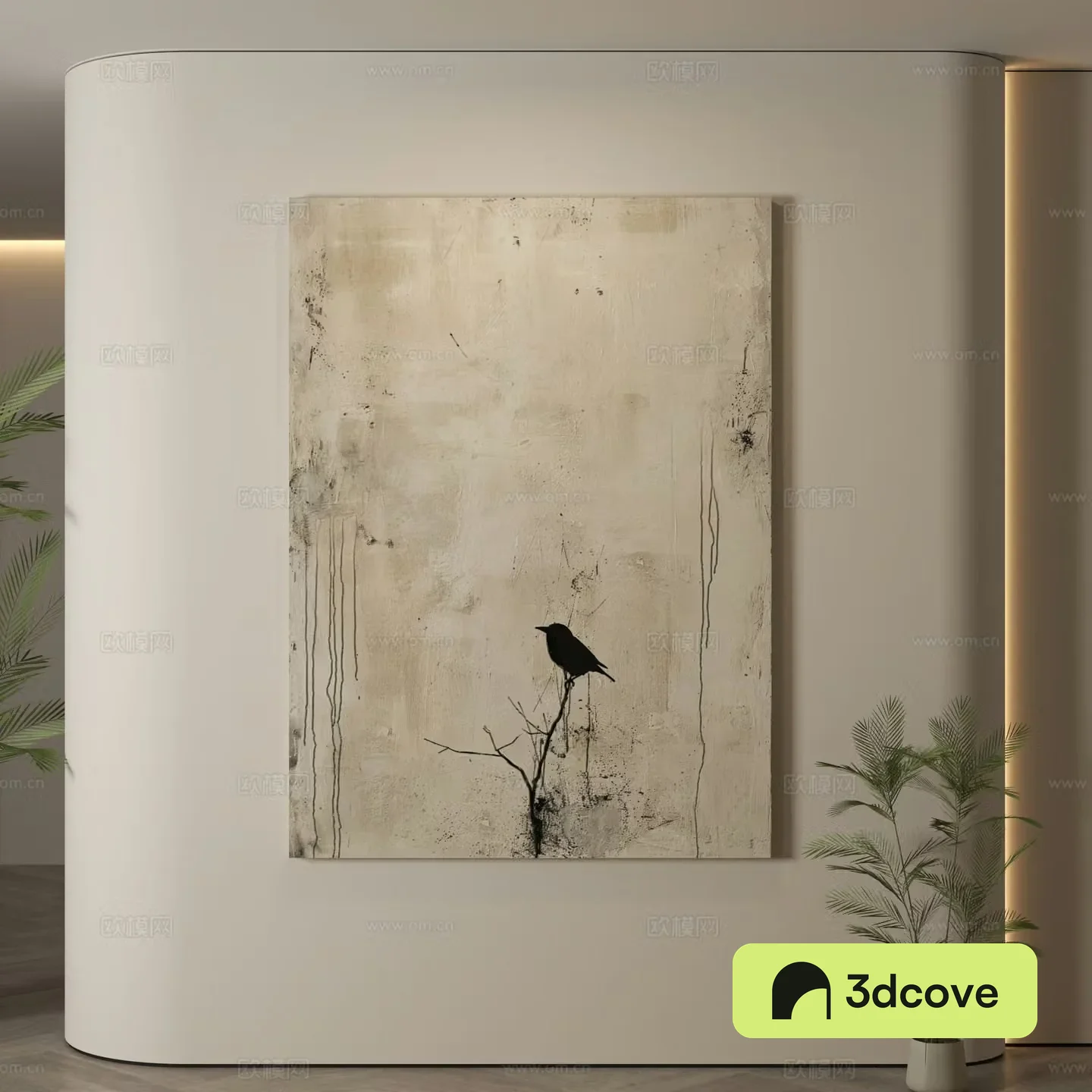 Modern hanging paintings Wasabi wind hanging paintings texture paintings abstract paintings decorative paintings 3D model