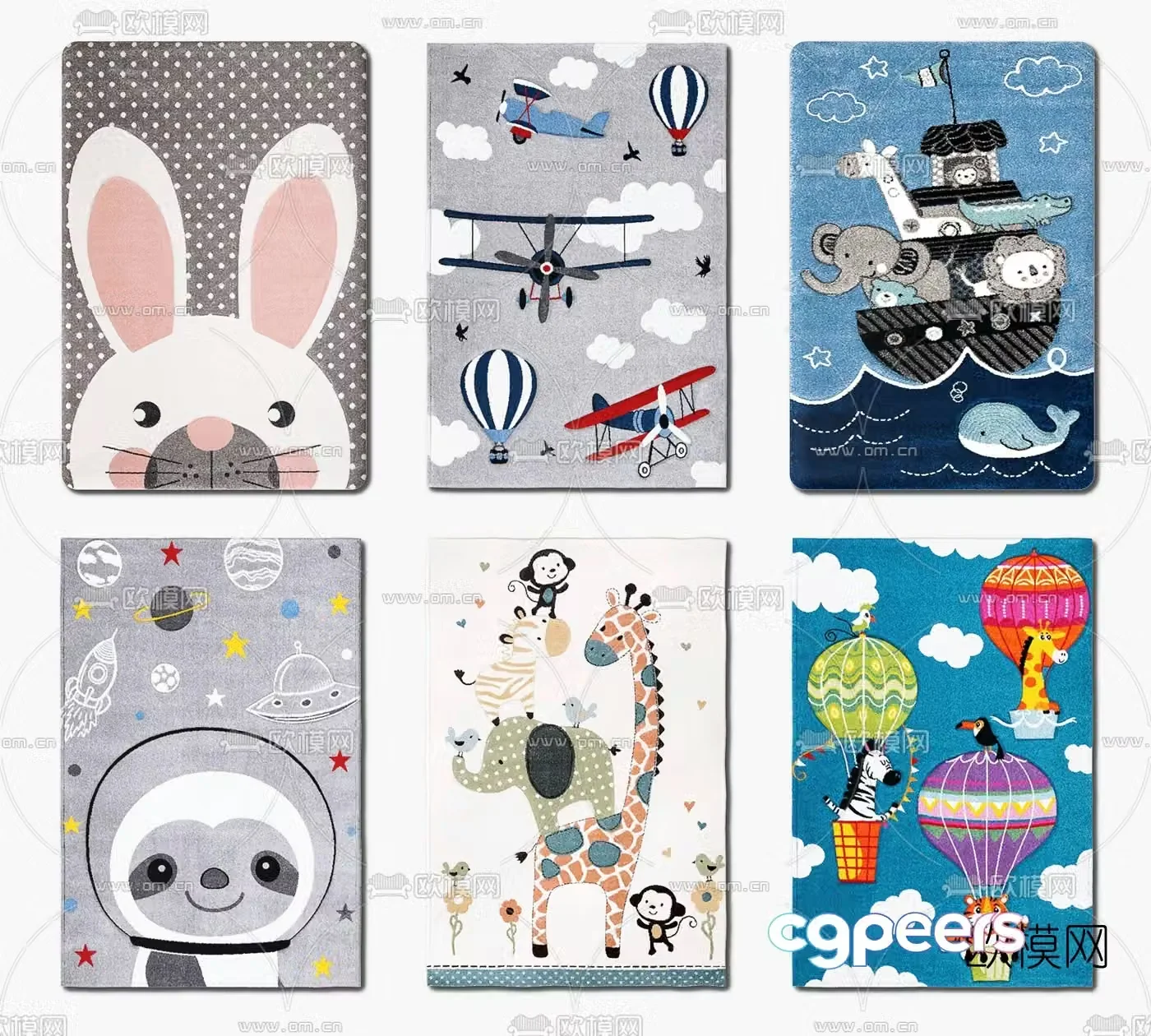 Modern cartoon children’s rug 3d model