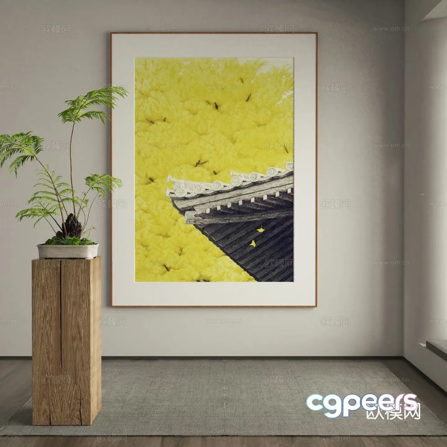 New Chinese style decorative painting architectural painting hanging painting 3D model