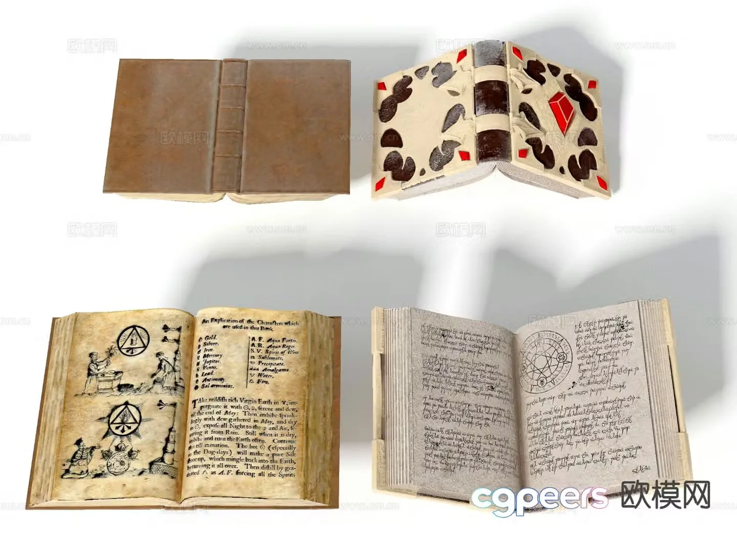 retro books ancient books books open books 3d model