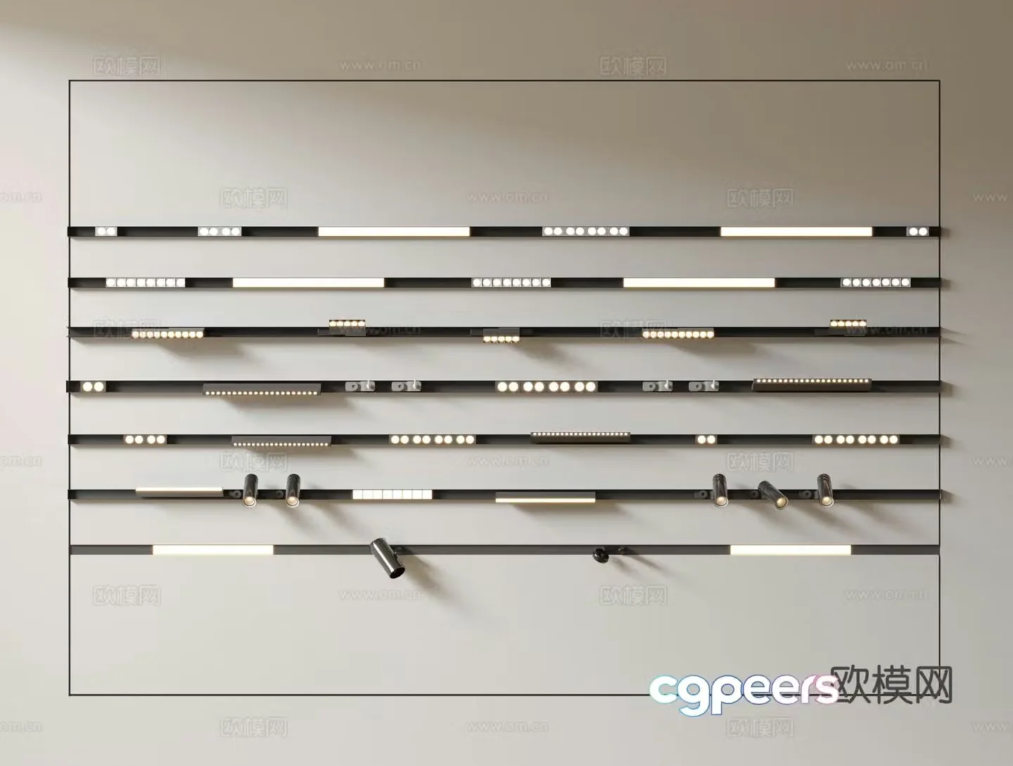 Minimalist downlight spotlight magnetic track light linear light built-in spotlight 3D model