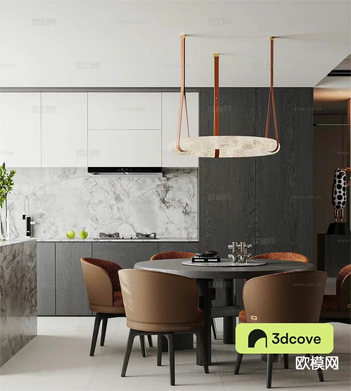 Modern round dining table and chairs
