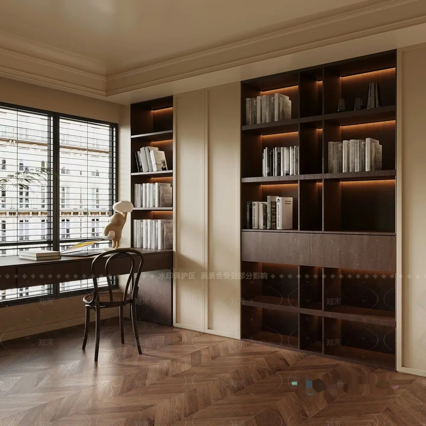 Modern Bookshelf 3D Model – 2000 – VRAY Render