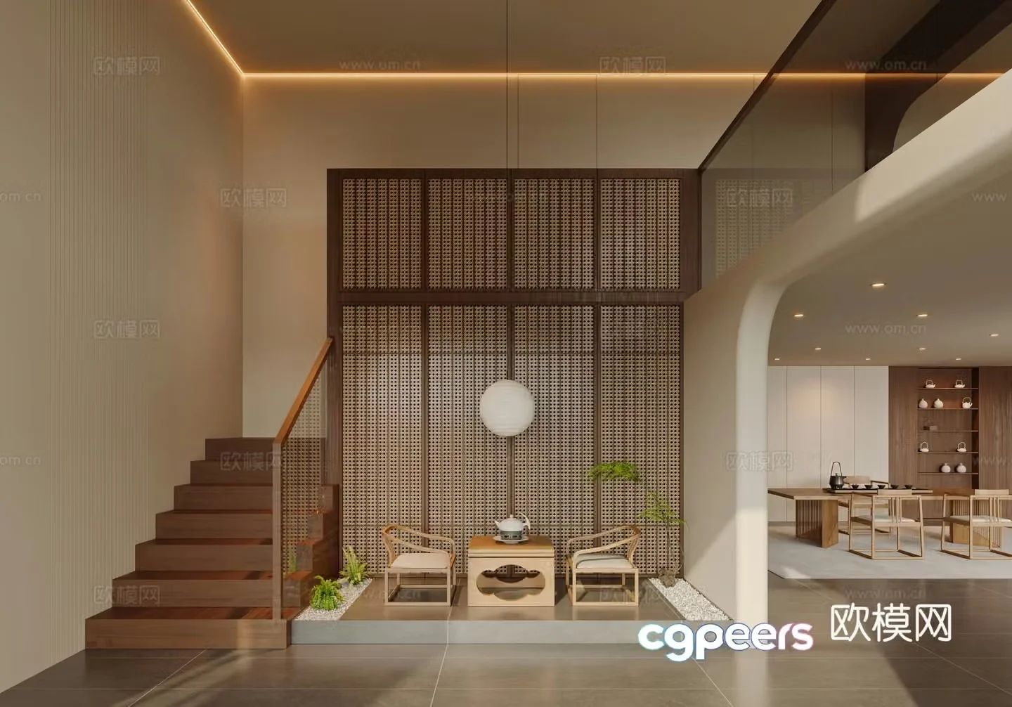 New Chinese stairwell 3D model
