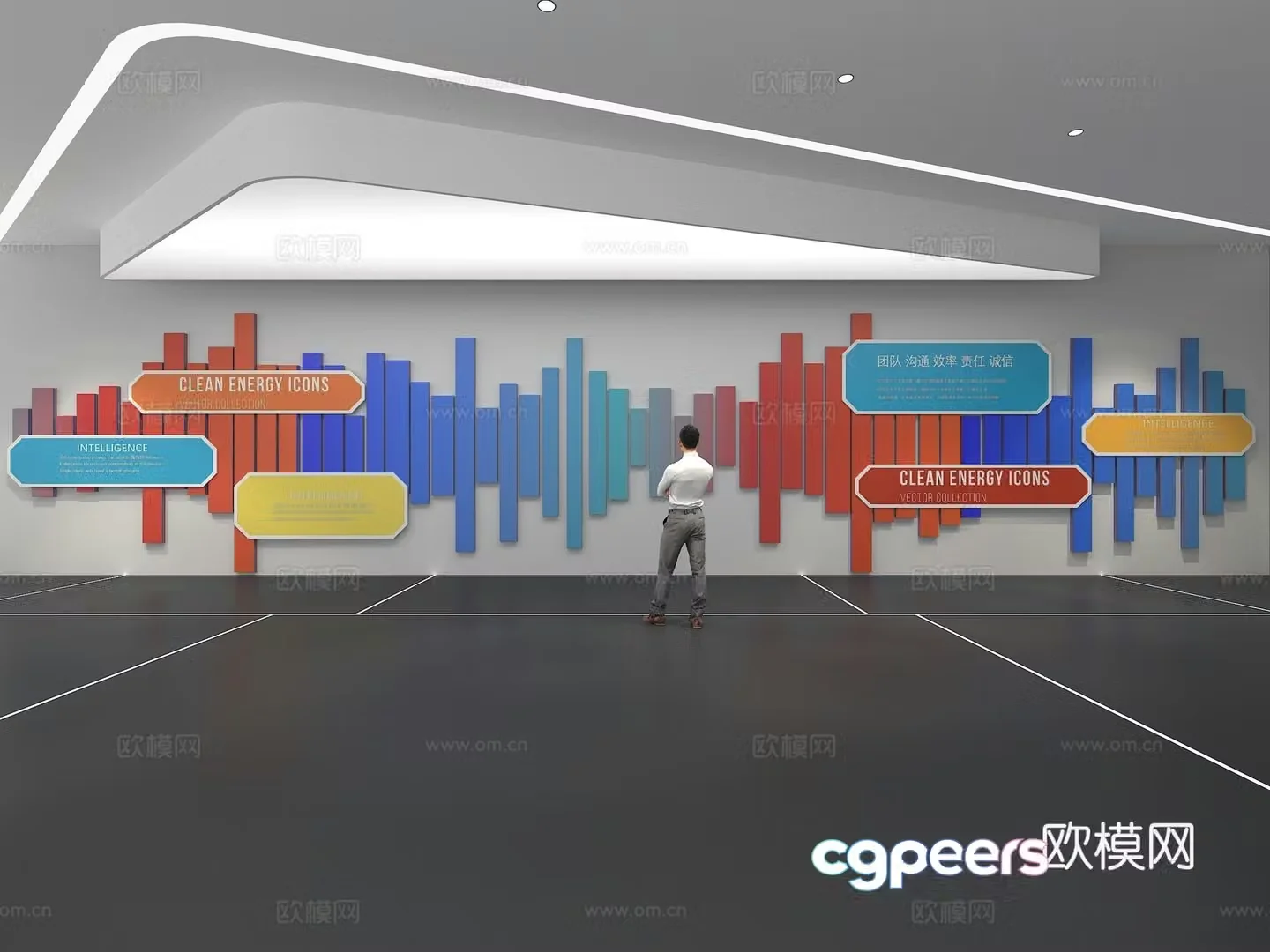 Cultural wall Corporate culture wall Education Theme wall Exhibition hall Campus culture Corridor 3D model