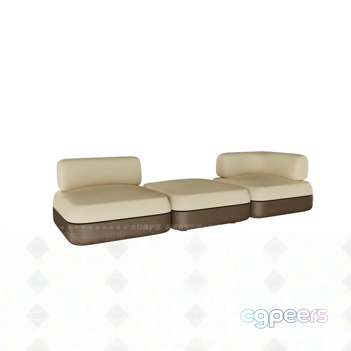 Modern Beige And Brown Sofa 3D Model – 1652 – VRAY Render