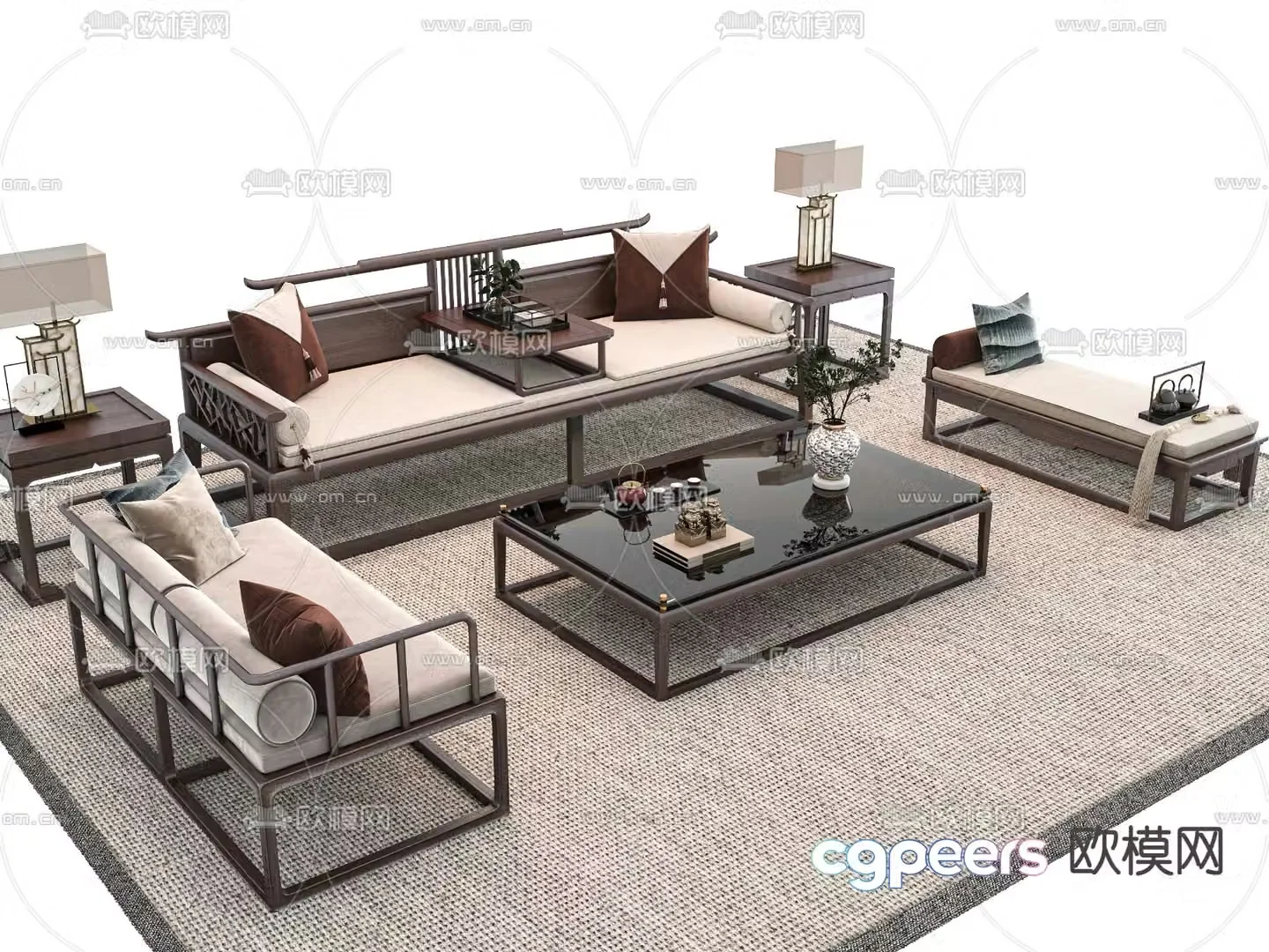 New Chinese style sofa set 3d model