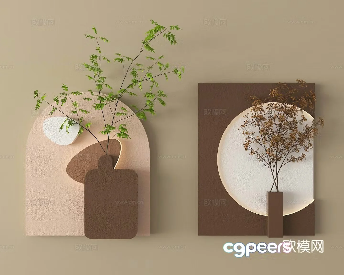 Three-dimensional wall decoration green plant hanging decoration 3D model