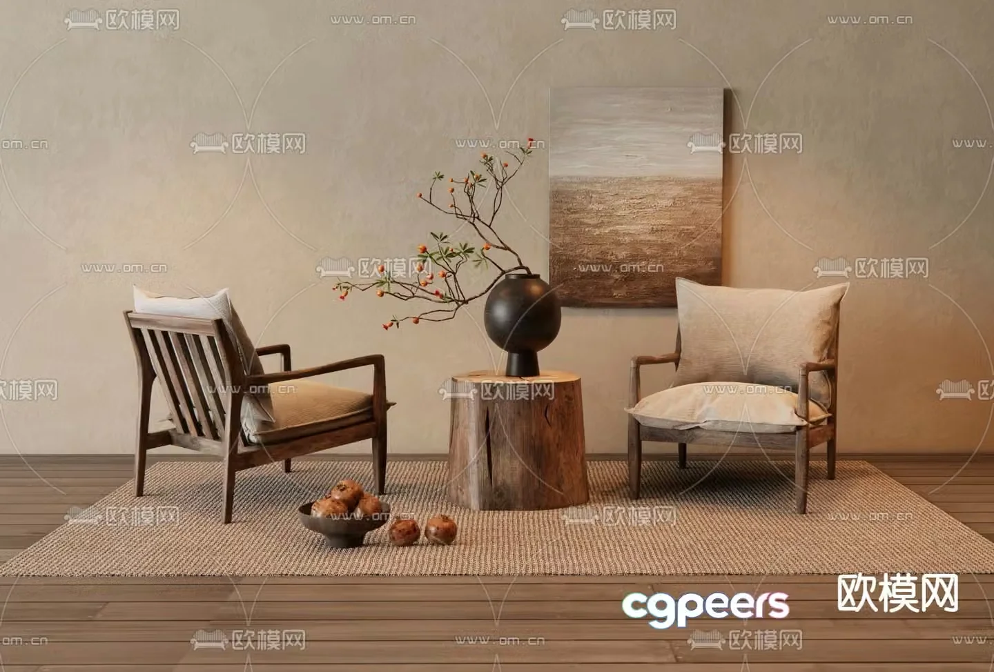 Wabi-sabi chair leisure chair 3d model