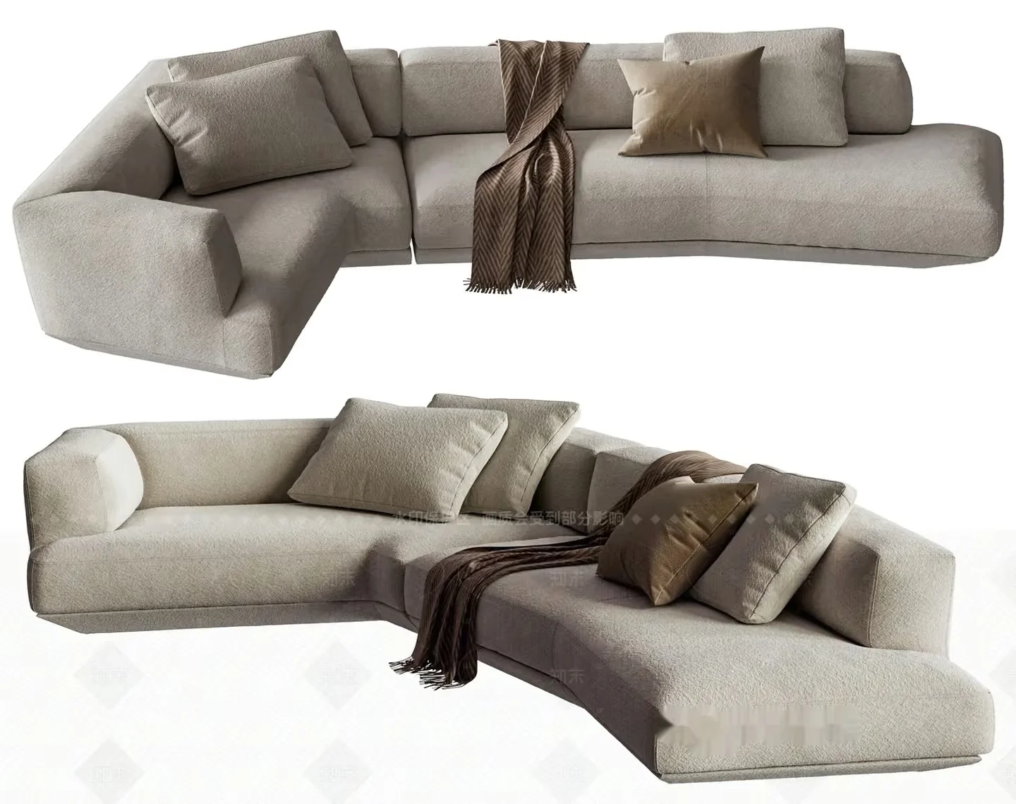Modern Beige Couches 3D Model – 21743 – VRAY Render