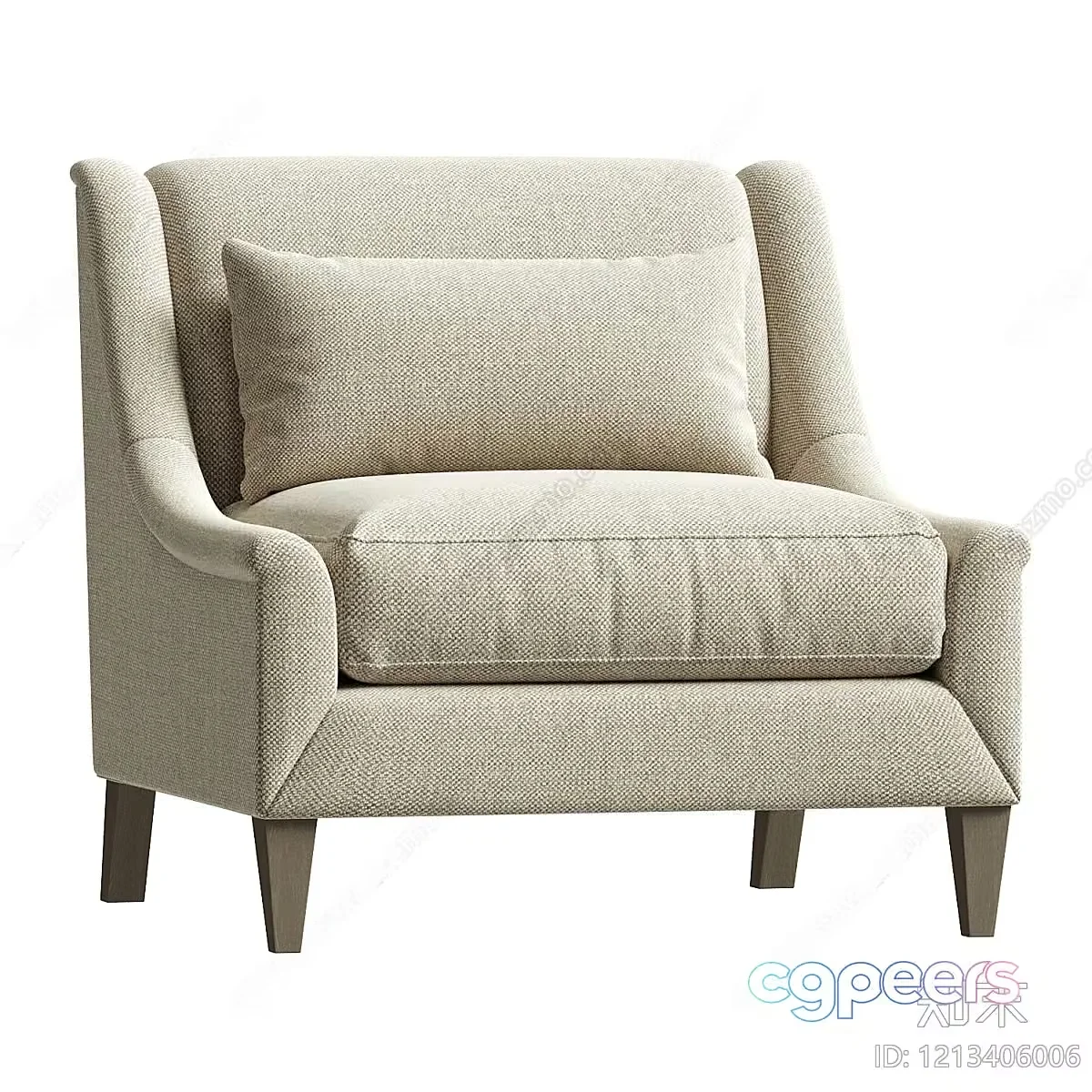 White Chair With Pillow 3D Model – 13195 – VRAY Render