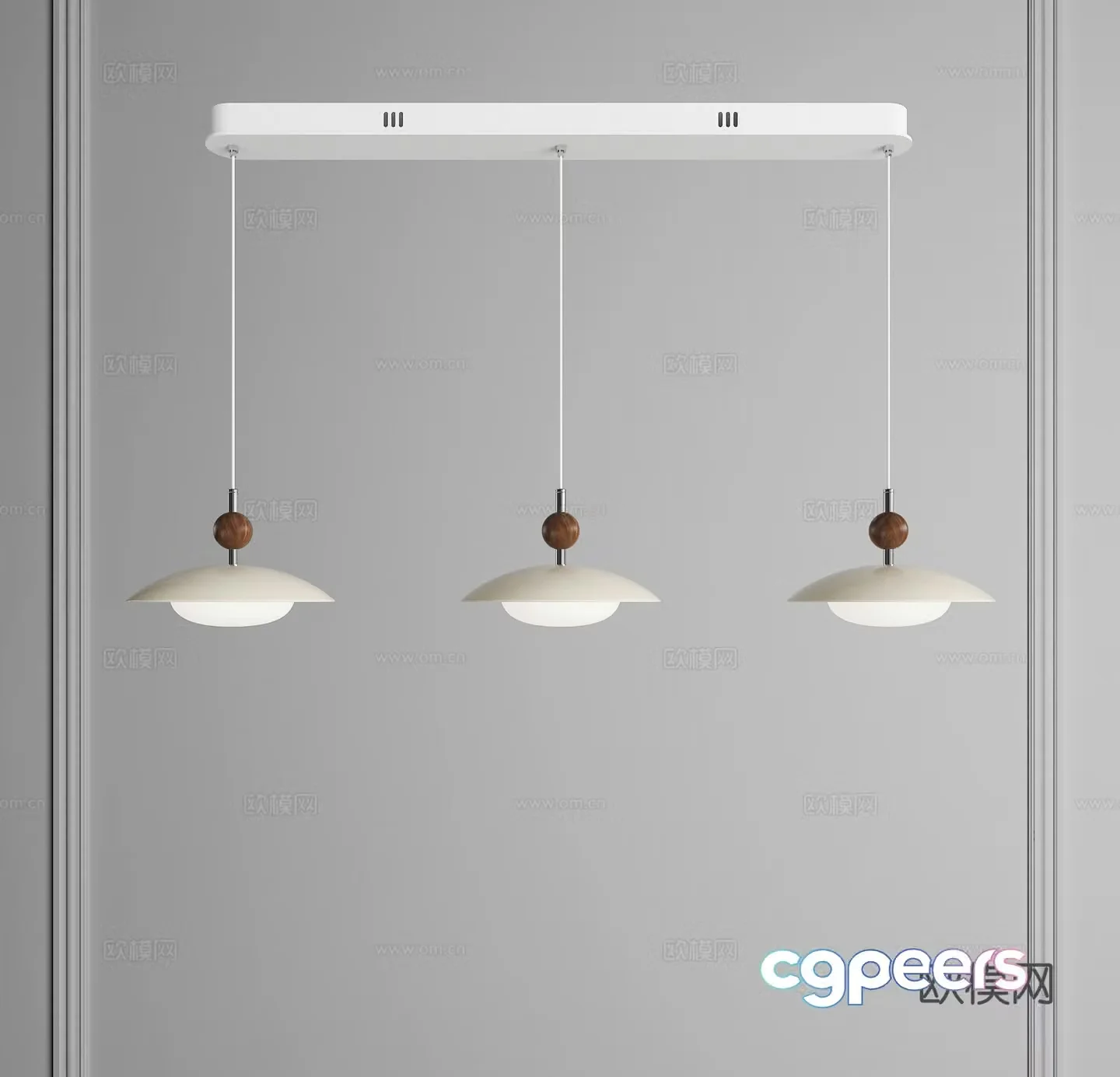 Cream-style chandelier medieval chandelier three-head chandelier multi-head chandelier restaurant chandelier long chandelier 3D model