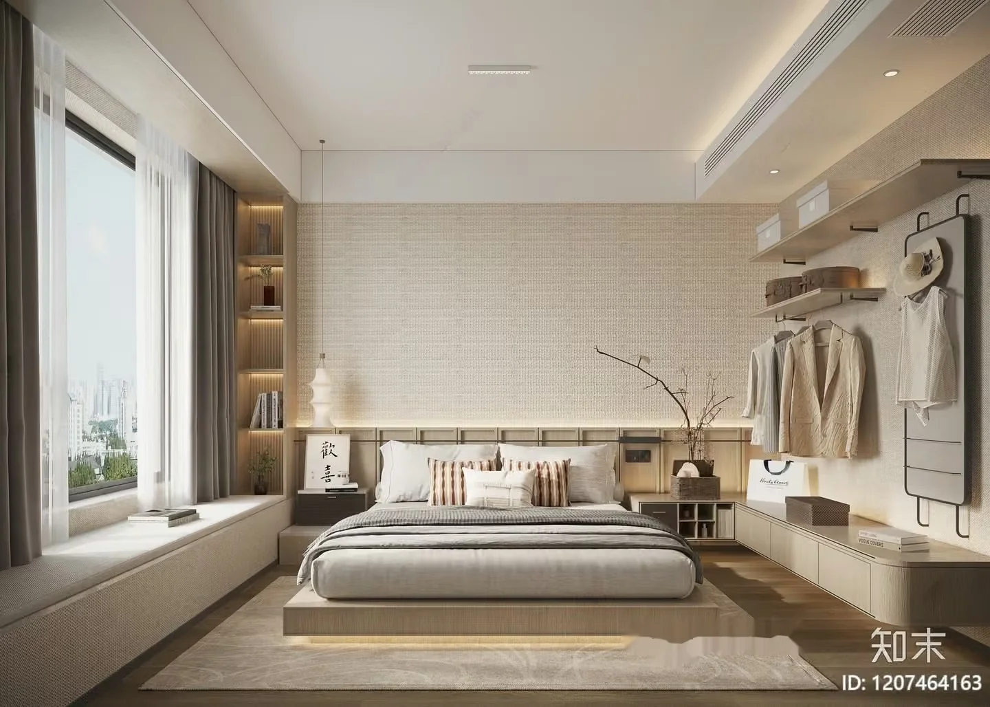 Modern Minimalist Bedroom 3D Model – 8196 – VRAY Render