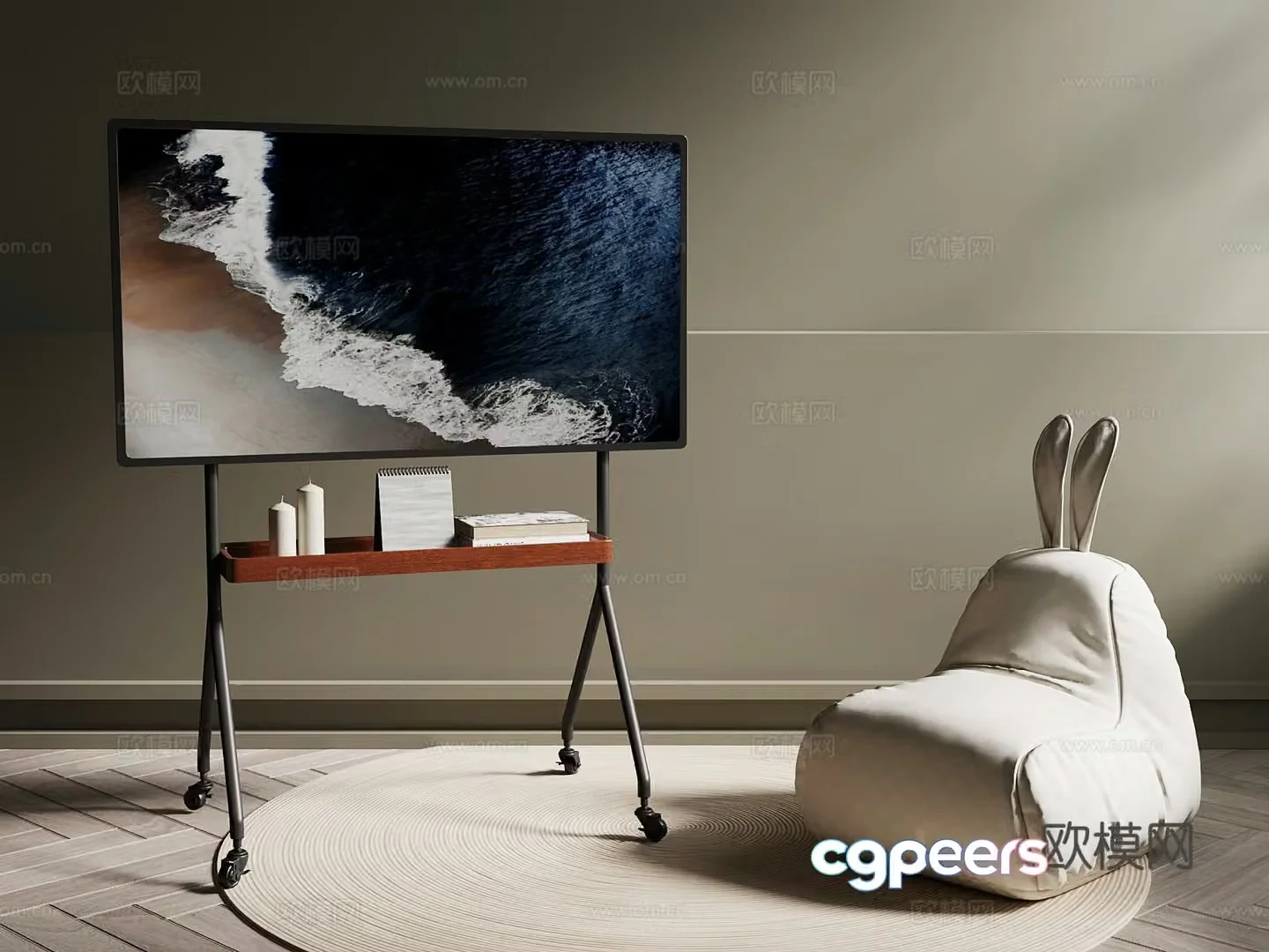 Modern mobile TV stand TV lazy sofa 3d model