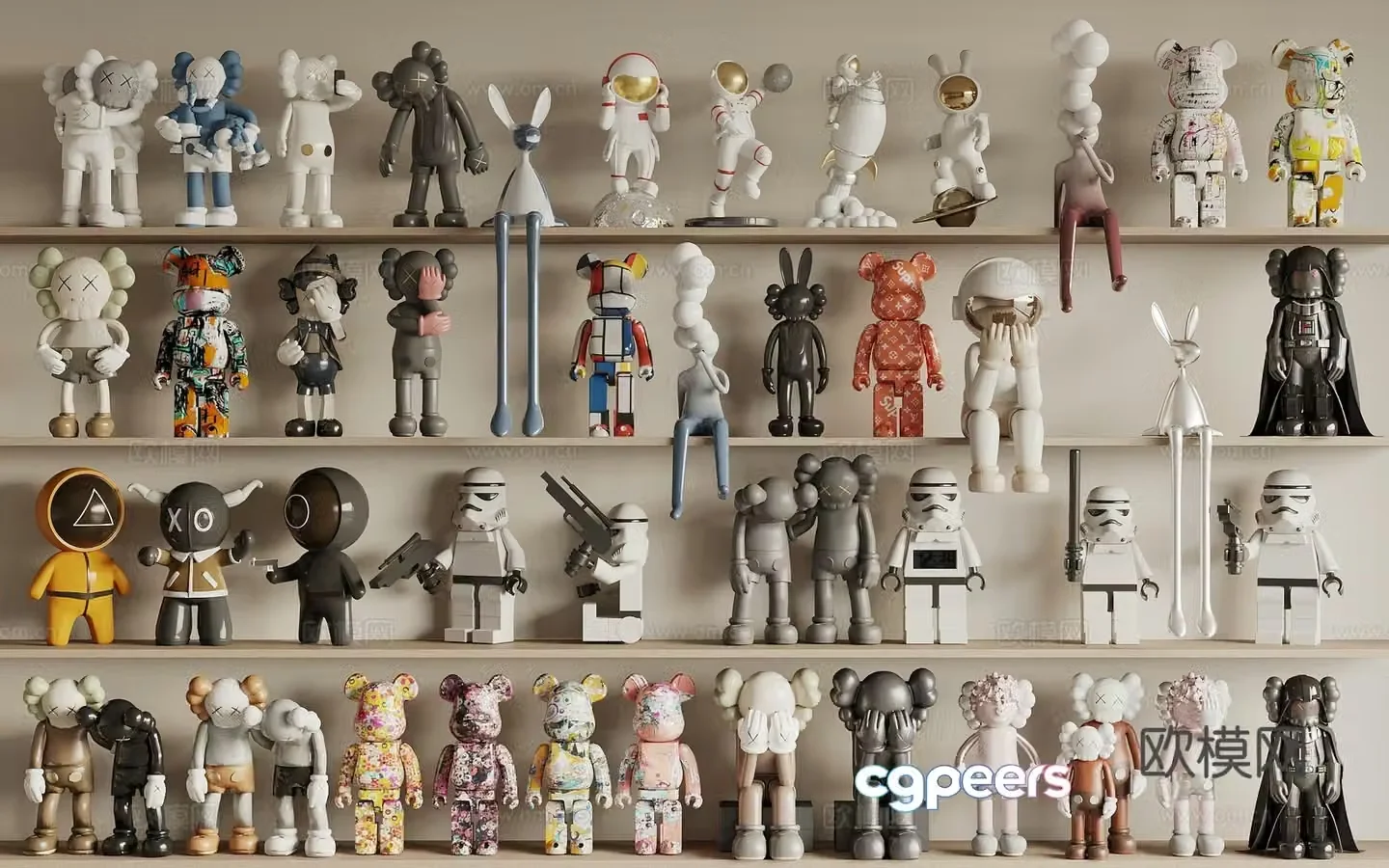 KAWS trendy toy dolls sculptures dolls figures art ornaments 3D model