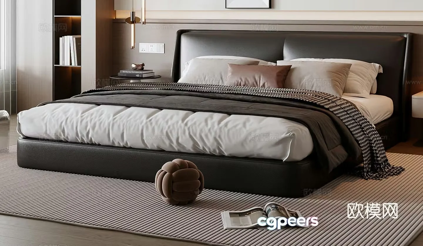 Modern double bed 3d model